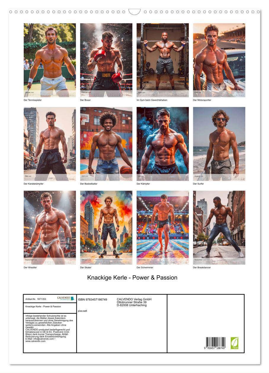 Bild: 9783457186749 | Knackige Kerle - Power &amp; Passion (Wandkalender 2025 DIN A2 hoch),...