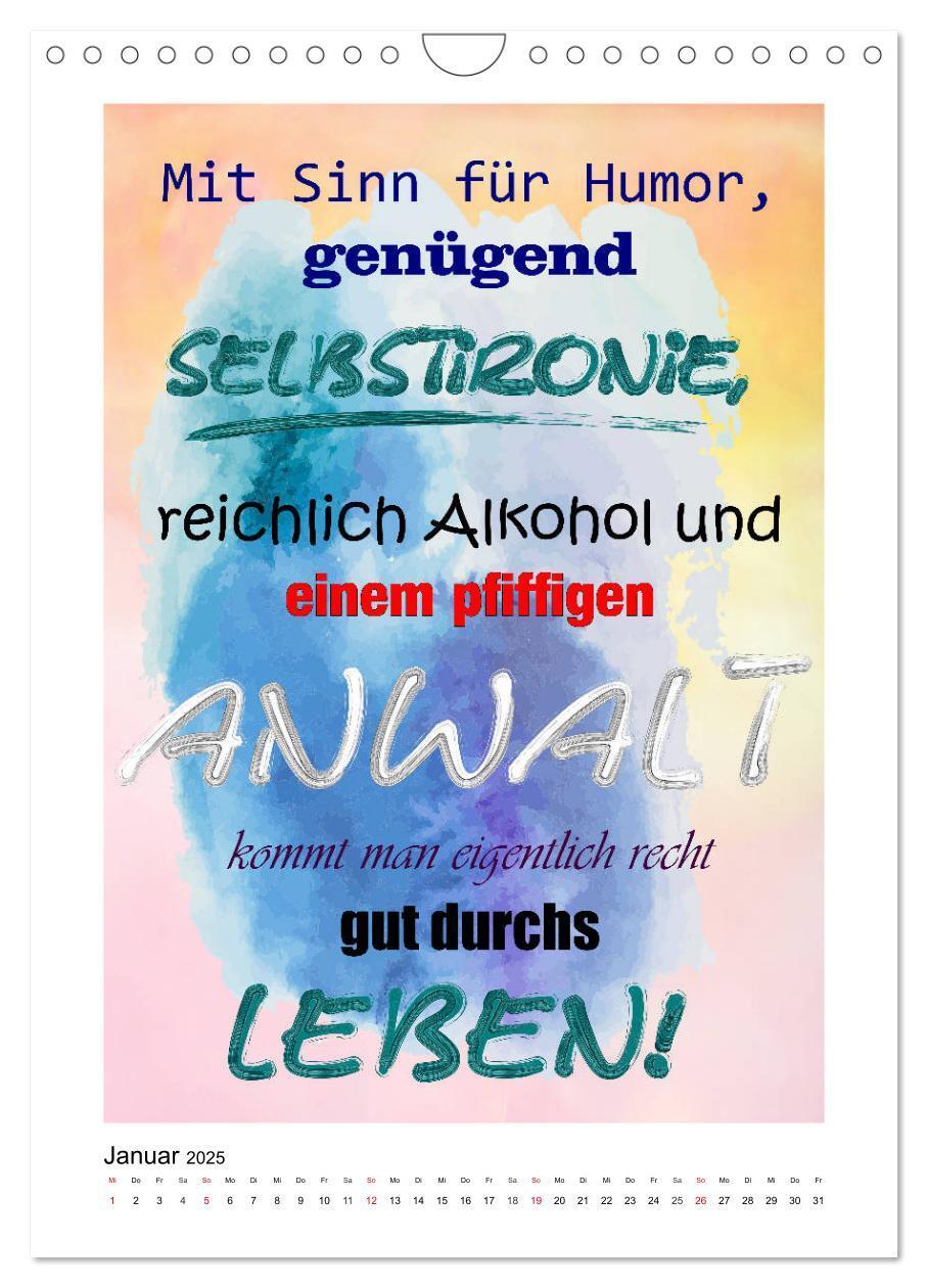 Bild: 9783435948536 | Humor und Ironie. Lustige Sprüche (Wandkalender 2025 DIN A4 hoch),...