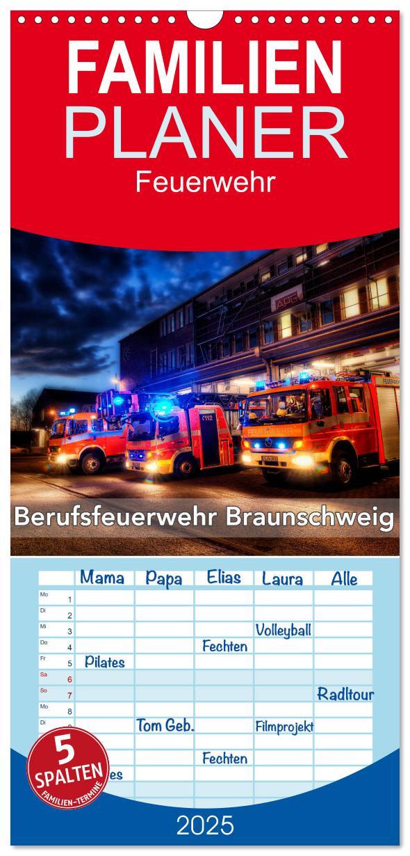 Cover: 9783457107003 | Familienplaner 2025 - Berufsfeuerwehr Braunschweig mit 5 Spalten...