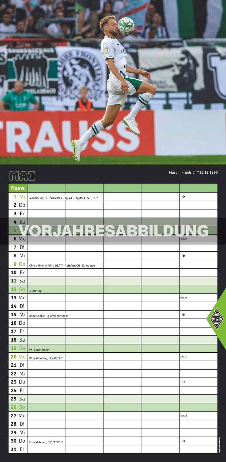 Bild: 4002725994387 | Borussia Mönchengladbach 2025 - Familien-Planer - Fan-Kalender -...