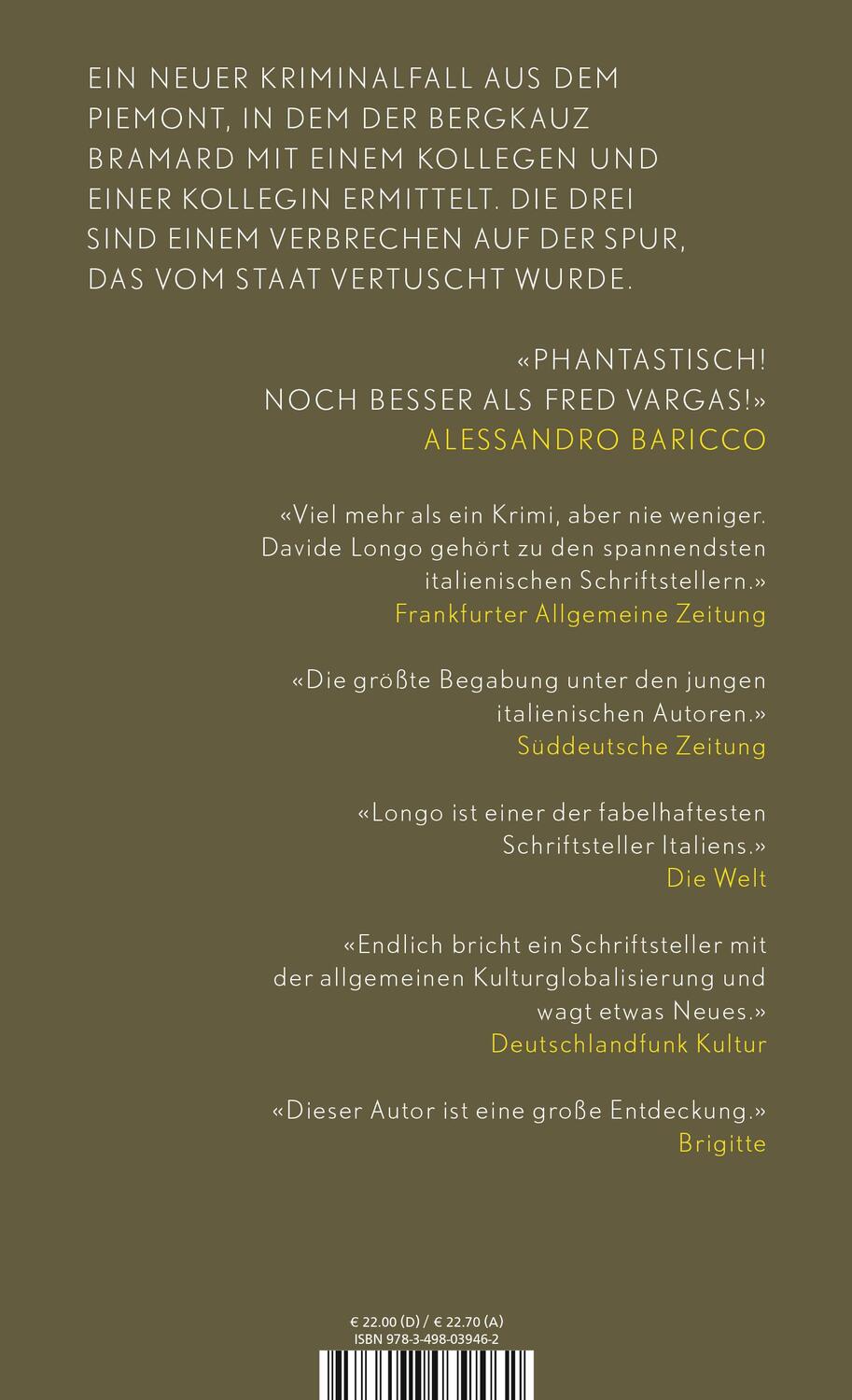 Rückseite: 9783498039462 | Die jungen Bestien | Ein Krimi aus dem Piemont | Davide Longo | Buch