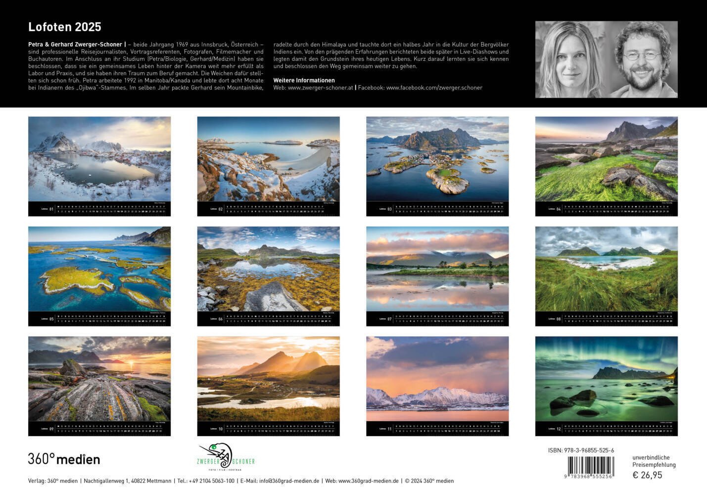 Bild: 9783968555256 | 360° Lofoten Premiumkalender 2025 | Gerhard Zwerger-Schoner (u. a.)