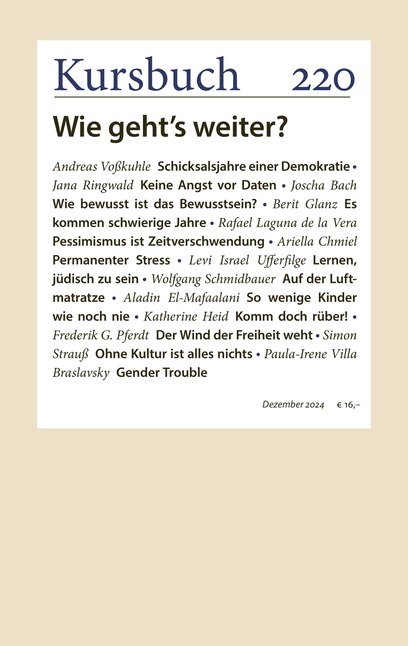 Cover: 9783961963706 | Kursbuch 220 | Wie geht's weiter? | Armin Nassehi (u. a.) | Buch