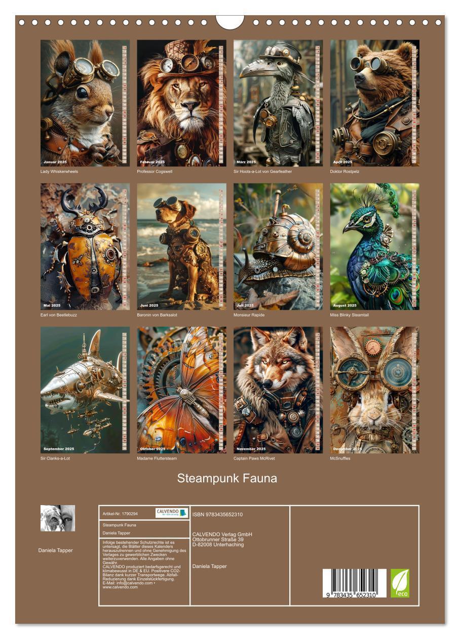 Bild: 9783435652310 | Steampunk Fauna (Wandkalender 2025 DIN A3 hoch), CALVENDO...