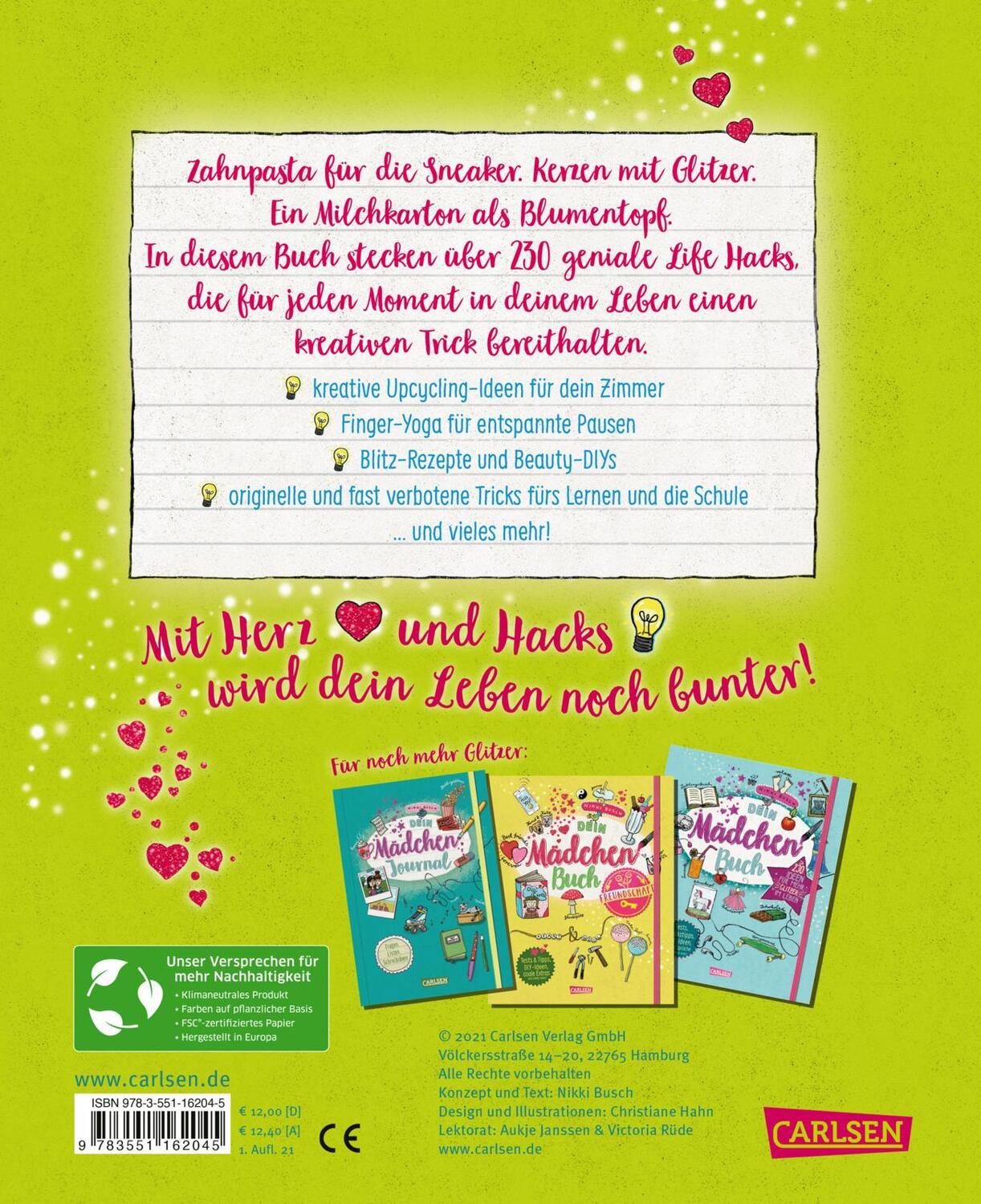 Rückseite: 9783551162045 | #buch4you: Dein Mädchenbuch: Life Hacks | Nikki Busch | Taschenbuch