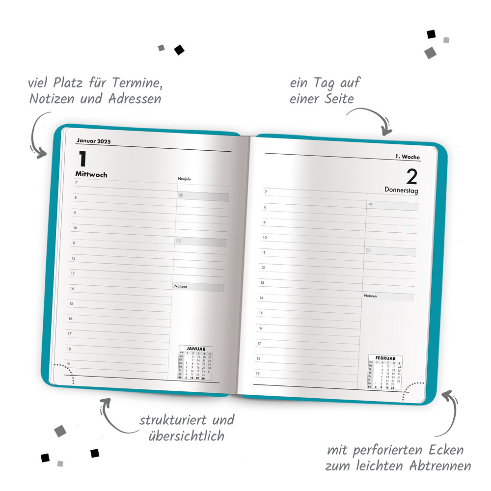 Bild: 4251901507433 | Trötsch Buchkalender A5 Aqua 2025 | Tagesplaner | Co.KG | Kalender