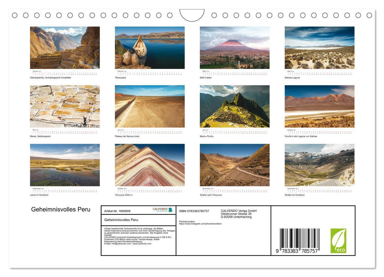 Bild: 9783383785757 | Geheimnisvolles Peru (Wandkalender 2025 DIN A4 quer), CALVENDO...