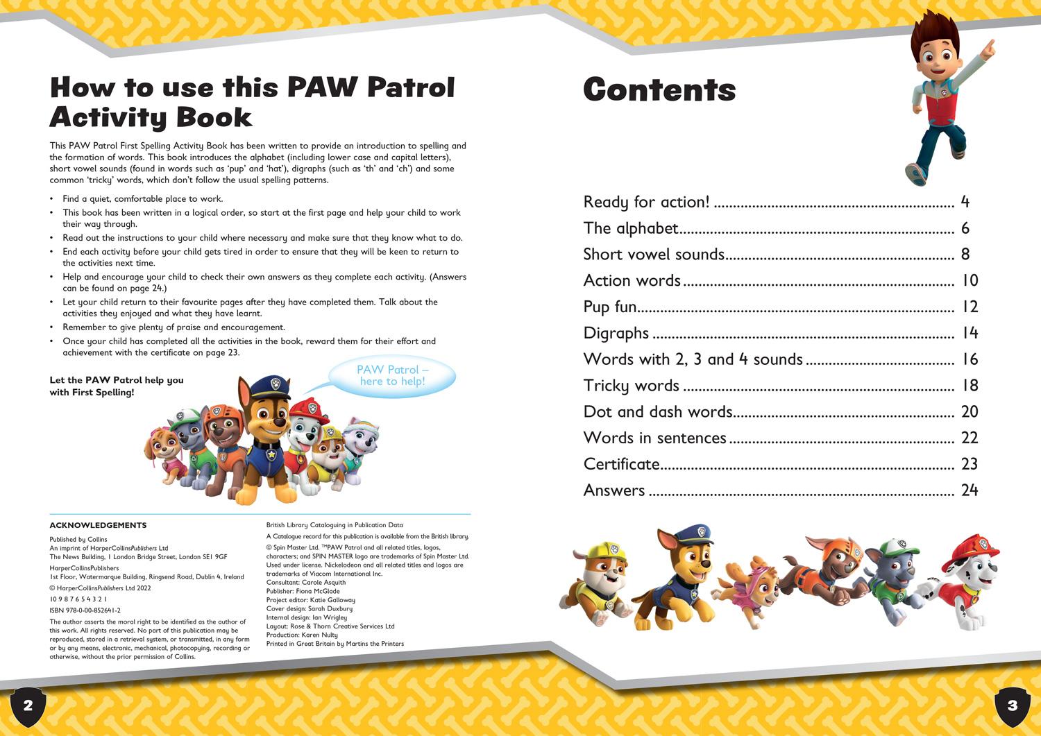 Bild: 9780008526412 | PAW Patrol First Spelling Activity Book | Get Set for School! | Buch