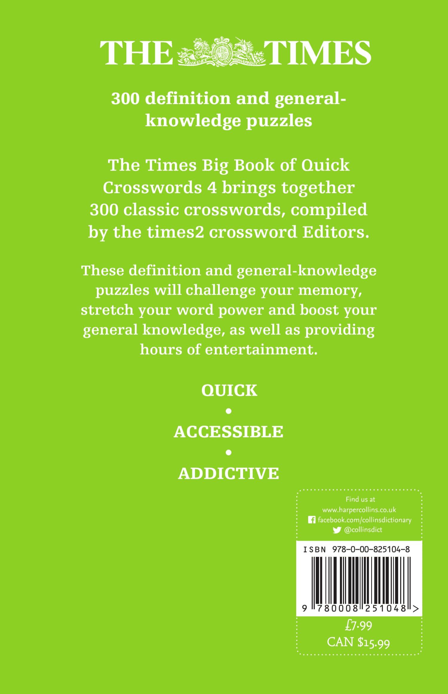 Rückseite: 9780008251048 | The Times Big Book of Quick Crosswords 4 | The Times Mind Games | Buch