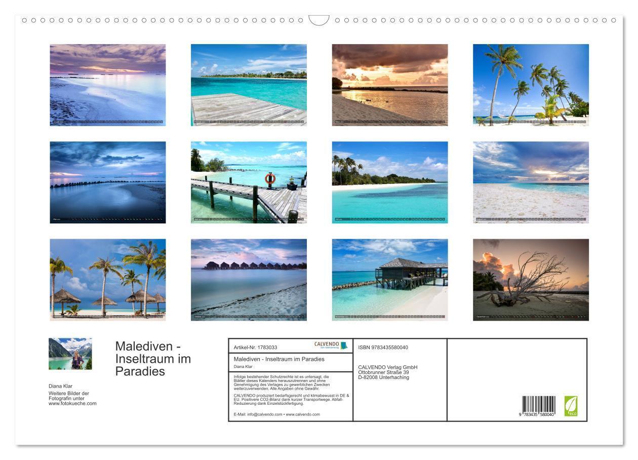 Bild: 9783435580040 | Malediven - Inseltraum im Paradies (Wandkalender 2025 DIN A2 quer),...