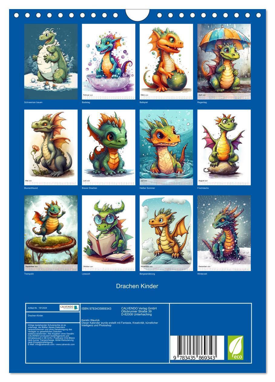 Bild: 9783435869343 | Drachen Kinder (Wandkalender 2025 DIN A4 hoch), CALVENDO...