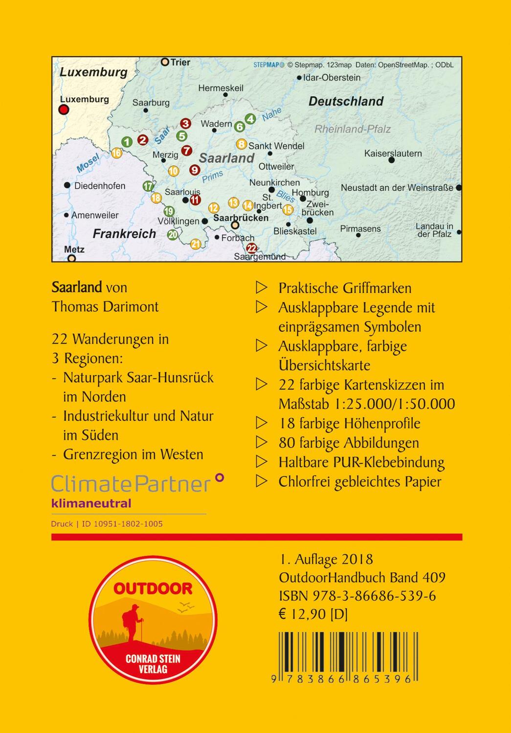 Rückseite: 9783866865396 | Saarland | 22 Wanderungen in Natur- und Kulturlandschaften | Darimont