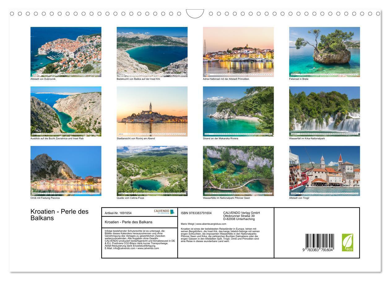 Bild: 9783383791604 | Kroatien - Perle des Balkans (Wandkalender 2025 DIN A3 quer),...