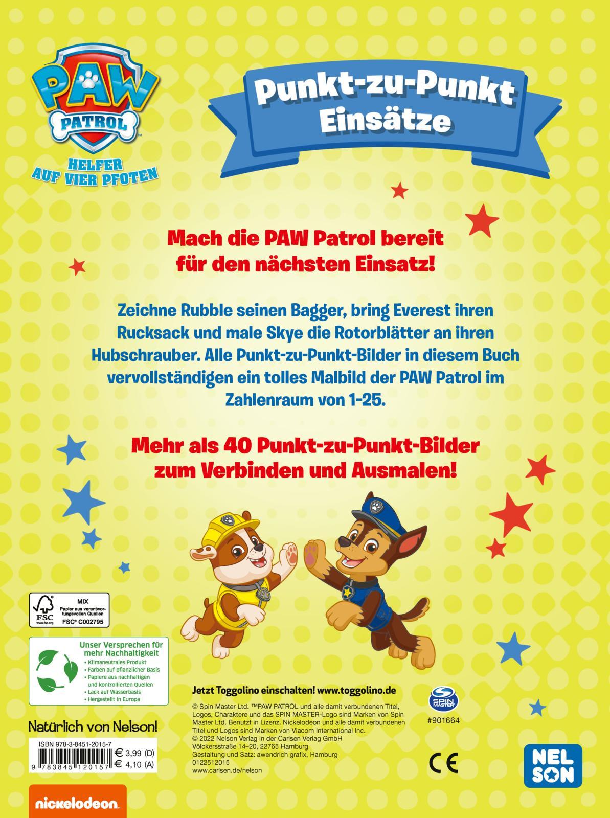 Rückseite: 9783845120157 | PAW Patrol Kindergartenheft: Punkt-zu-Punkt-Einsätze | Taschenbuch