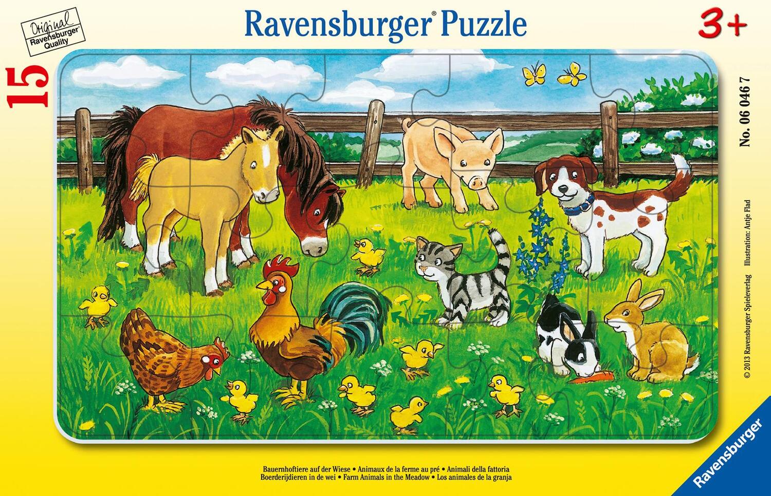 Cover: 4005556060467 | Bauernhoftiere auf der Wiese. Rahmenpuzzle 15 Teile | Spiel | Deutsch