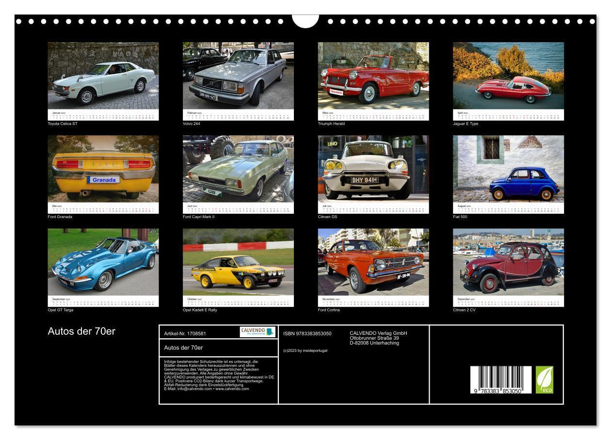 Bild: 9783383853050 | Autos der 70er (Wandkalender 2025 DIN A3 quer), CALVENDO...