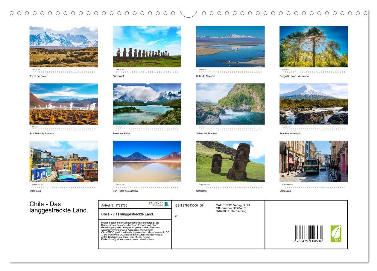 Bild: 9783435004584 | Chile - Das langgestreckte Land. (Wandkalender 2025 DIN A3 quer),...