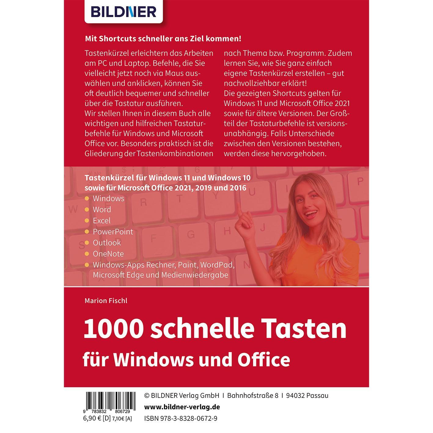 Rückseite: 9783832806729 | 1000 Schnelle Tasten für Windows und Office | Marion Fischl | Buch