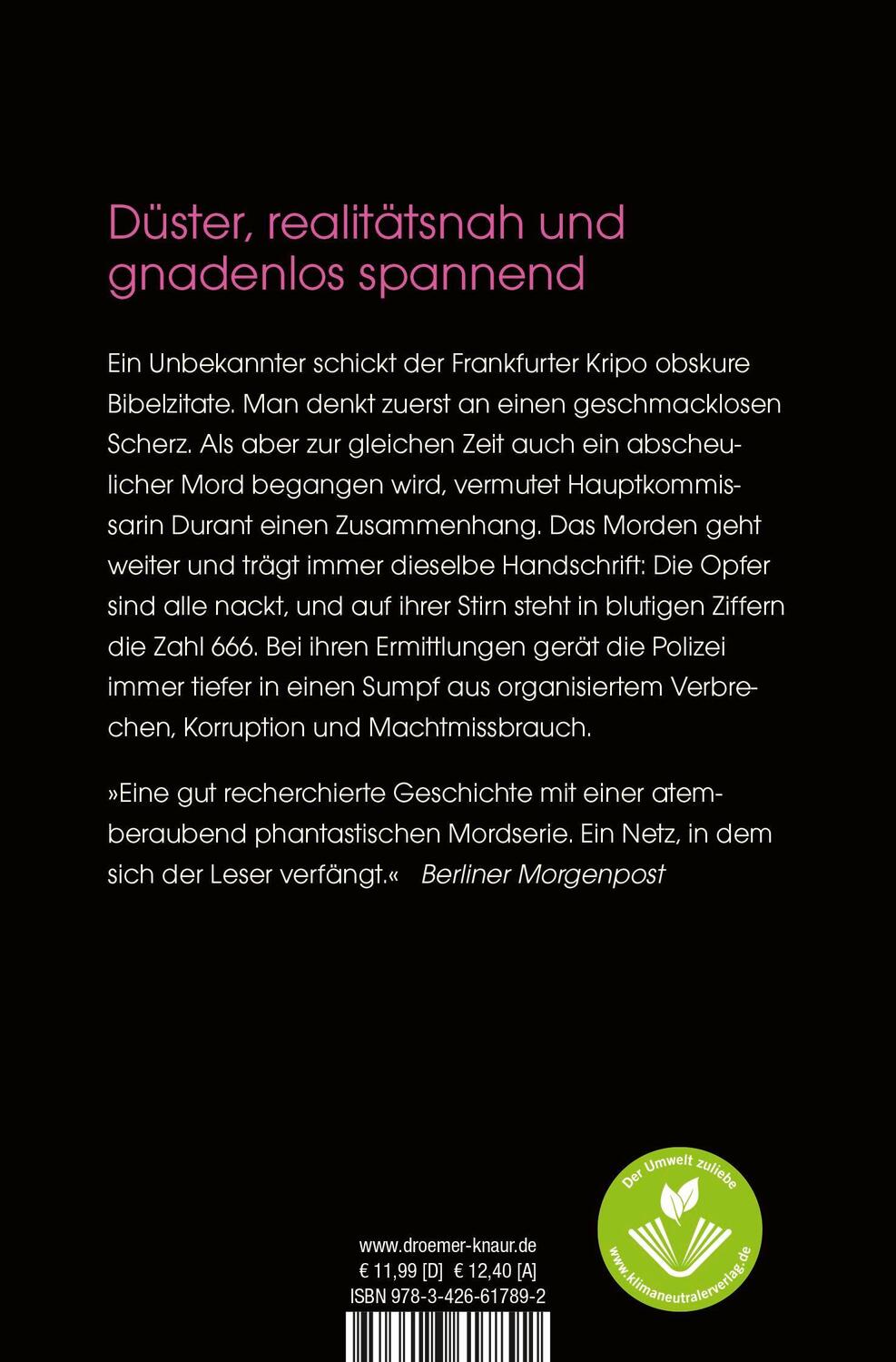 Rückseite: 9783426617892 | Das achte Opfer | Andreas Franz | Taschenbuch | Julia Durant ermittelt