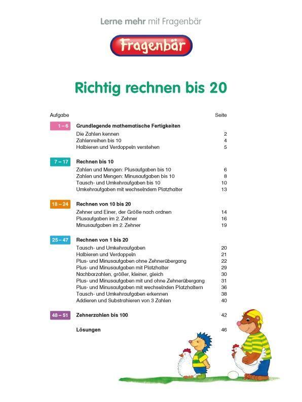 Bild: 9783940811240 | Fragenbär - Richtig rechnen 1. Klasse | Broschüre | 48 S. | Deutsch