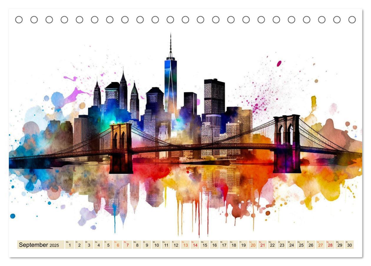 Bild: 9783383898310 | Skylines - bunte Städte (Tischkalender 2025 DIN A5 quer), CALVENDO...