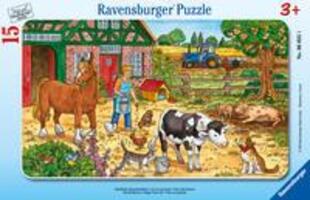 Cover: 4005556060351 | Glückliches Bauernhofleben. 15 Teile Rahmenpuzzle | Spiel | 06035