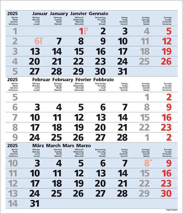 Bild: 9783731877547 | 3-Monats-Planer Comfort Blau 2025 | Verlag Korsch | Kalender | 12 S.