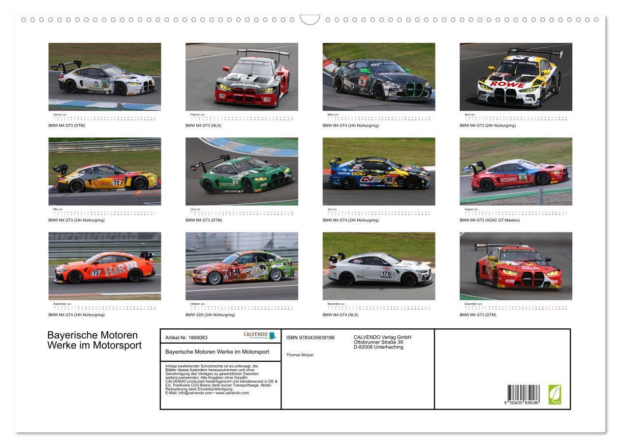 Bild: 9783435839186 | Bayerische Motoren Werke im Motorsport (Wandkalender 2025 DIN A2...