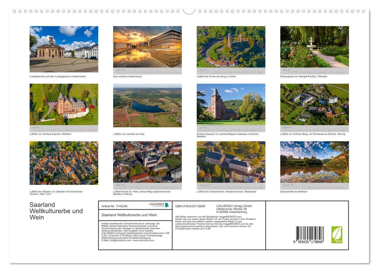 Bild: 9783435179848 | Saarland Weltkulturerbe und Wein (hochwertiger Premium Wandkalender...