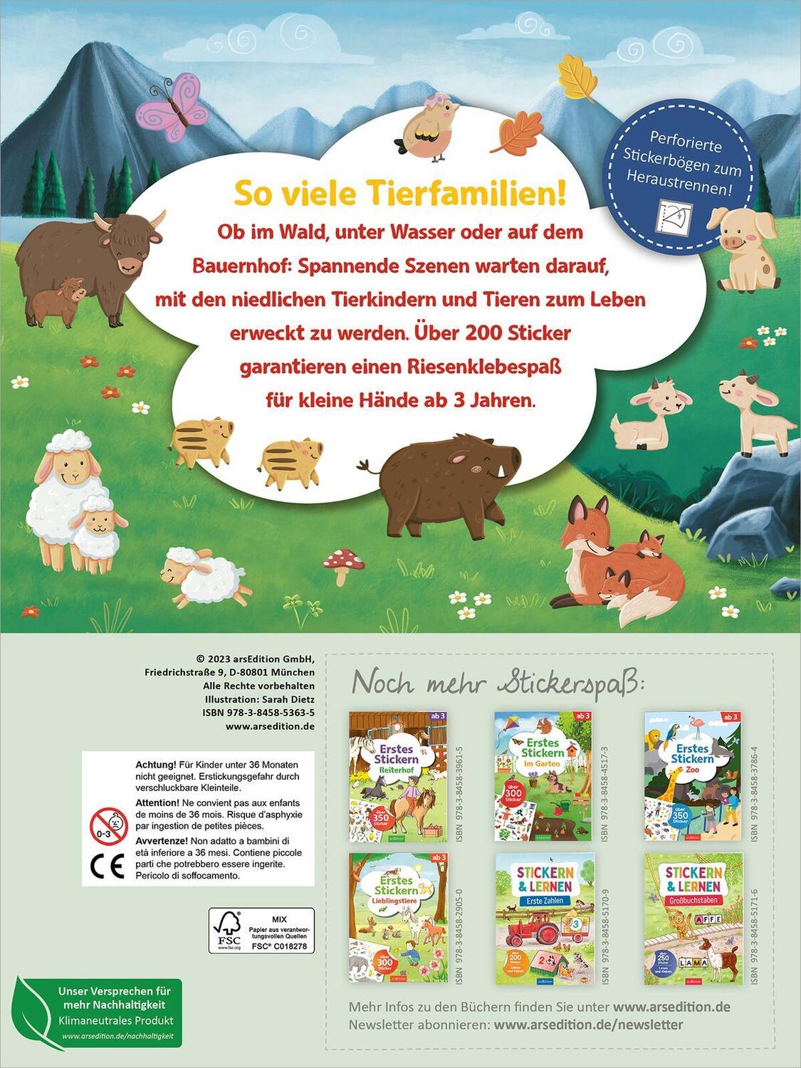 Rückseite: 9783845853635 | Erstes Stickern - Tierkinder | Über 200 Sticker | Taschenbuch | 40 S.