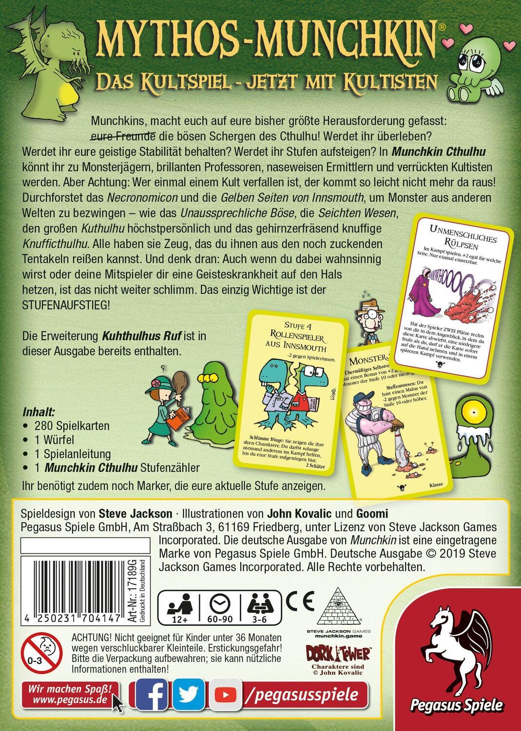 Bild: 4250231704147 | Munchkin Cthulhu 1+2 | Steve Jackson | Spiel | Deutsch | 2012