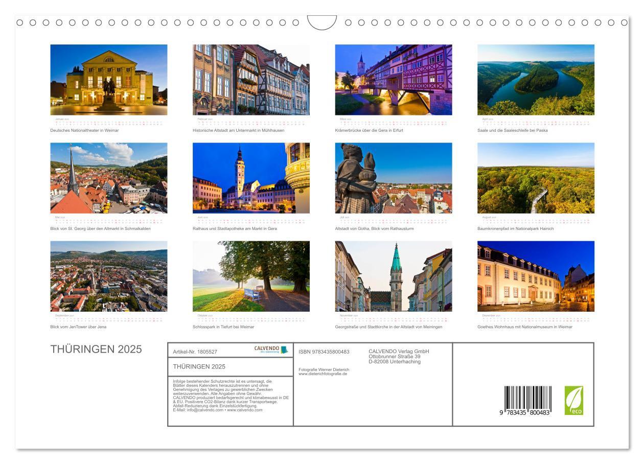 Bild: 9783435800483 | THÜRINGEN 2025 (Wandkalender 2025 DIN A3 quer), CALVENDO...