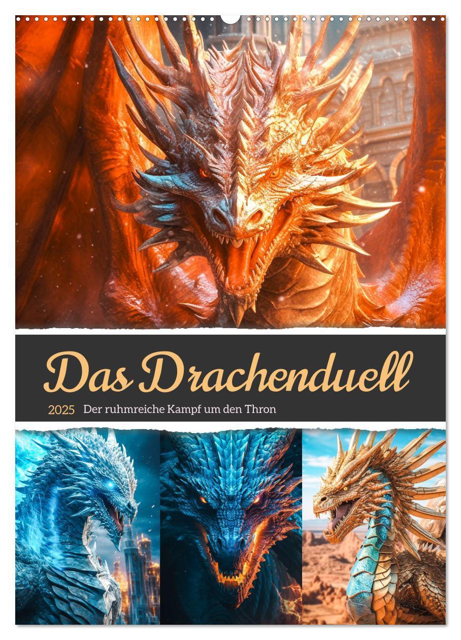 Cover: 9783435866564 | Das Drachenduell (Wandkalender 2025 DIN A2 hoch), CALVENDO...