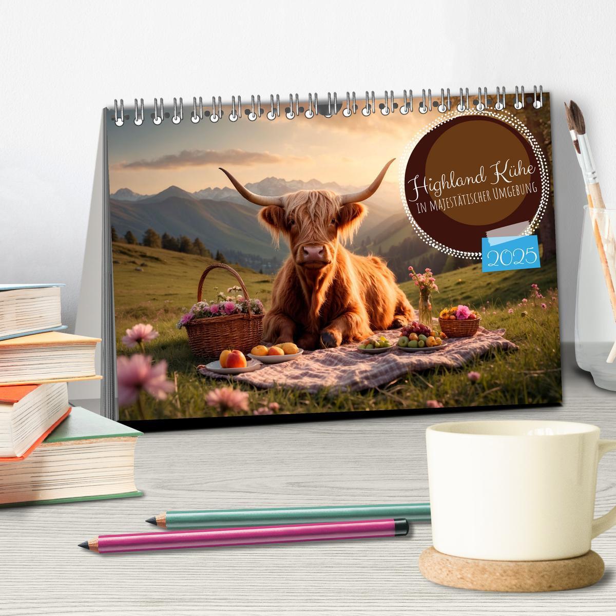 Bild: 9783383841309 | Highland Kühe (Tischkalender 2025 DIN A5 quer), CALVENDO...