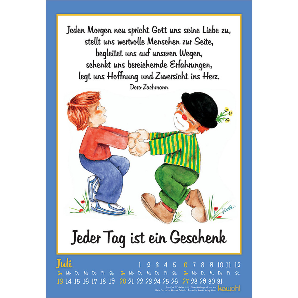 Bild: 9783754844557 | Freu(n)de für's Leben 2025 | Wandkalender mit Clown-Motiven | Bosmans