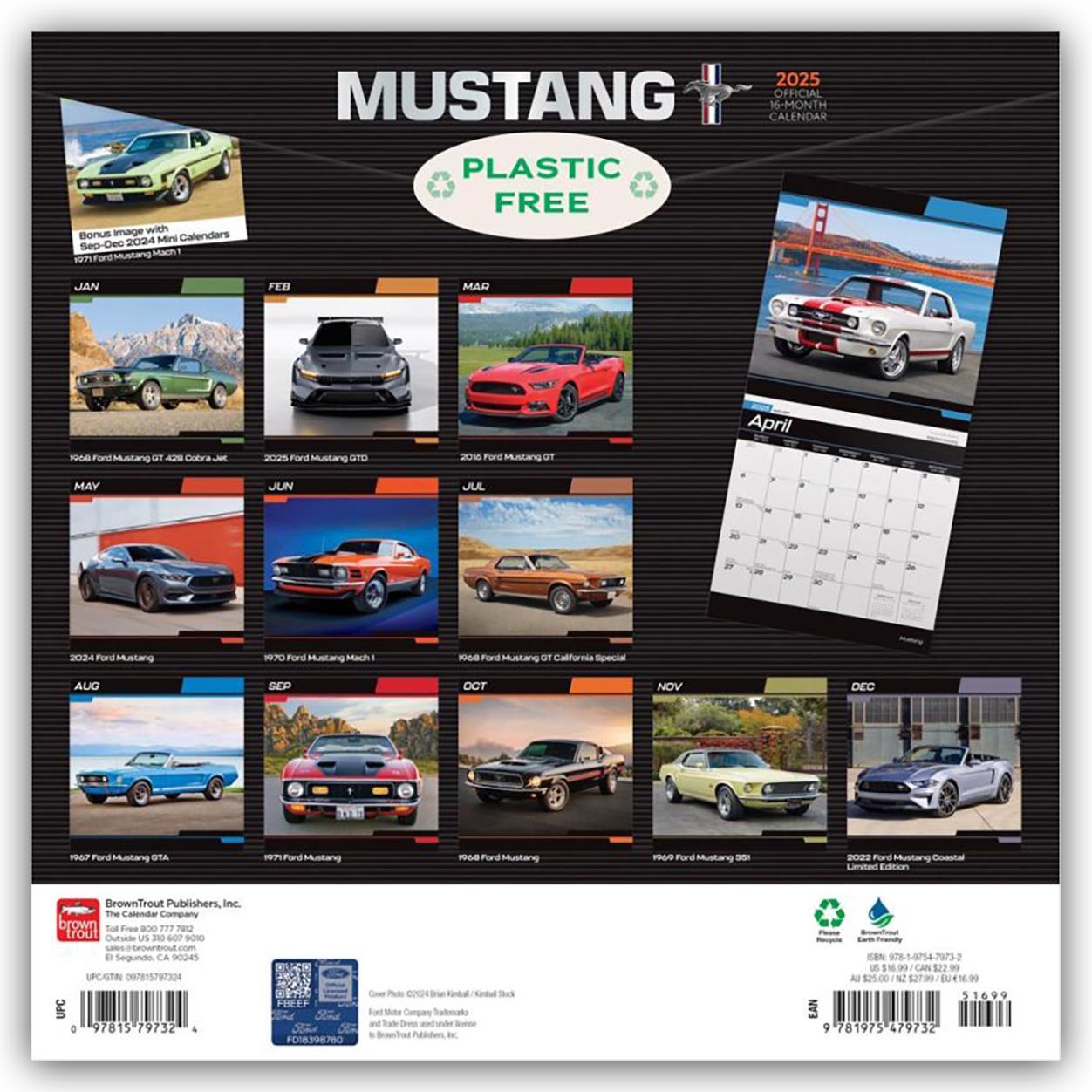 Rückseite: 9781975479732 | Mustang - Ford Mustang 2025 - 16-Monatskalender | BrownTrout Publisher