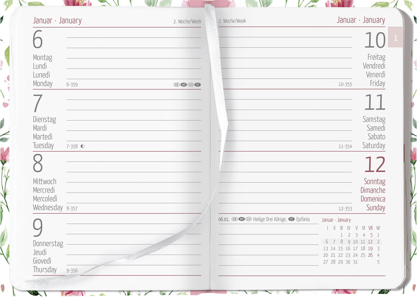 Bild: 4251732342555 | Alpha Edition - Ladytimer Mini Roses 2025 Taschenkalender,...