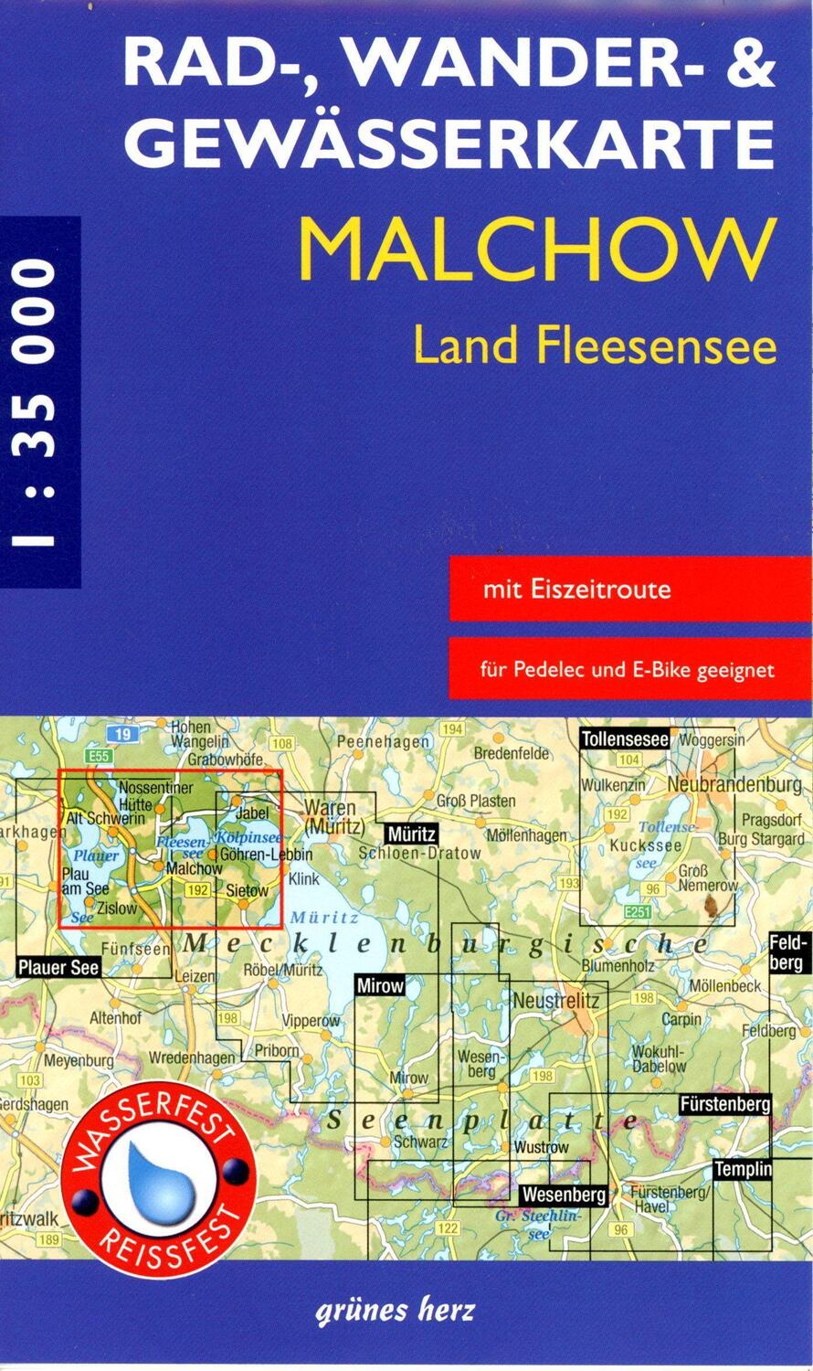 Cover: 9783866364042 | Rad-, Wander- und Gewässerkarte Malchow, Land Fleesensee | 3 Farbfotos