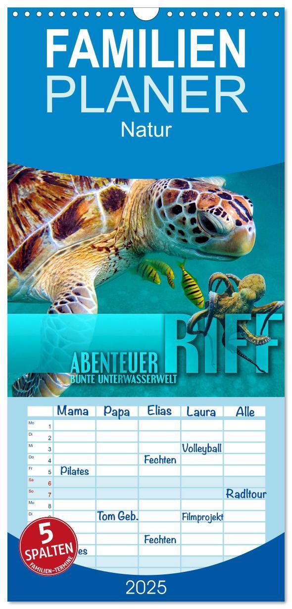 Cover: 9783457099841 | Familienplaner 2025 - Abenteuer Riff - bunte Unterwasserwelt mit 5...