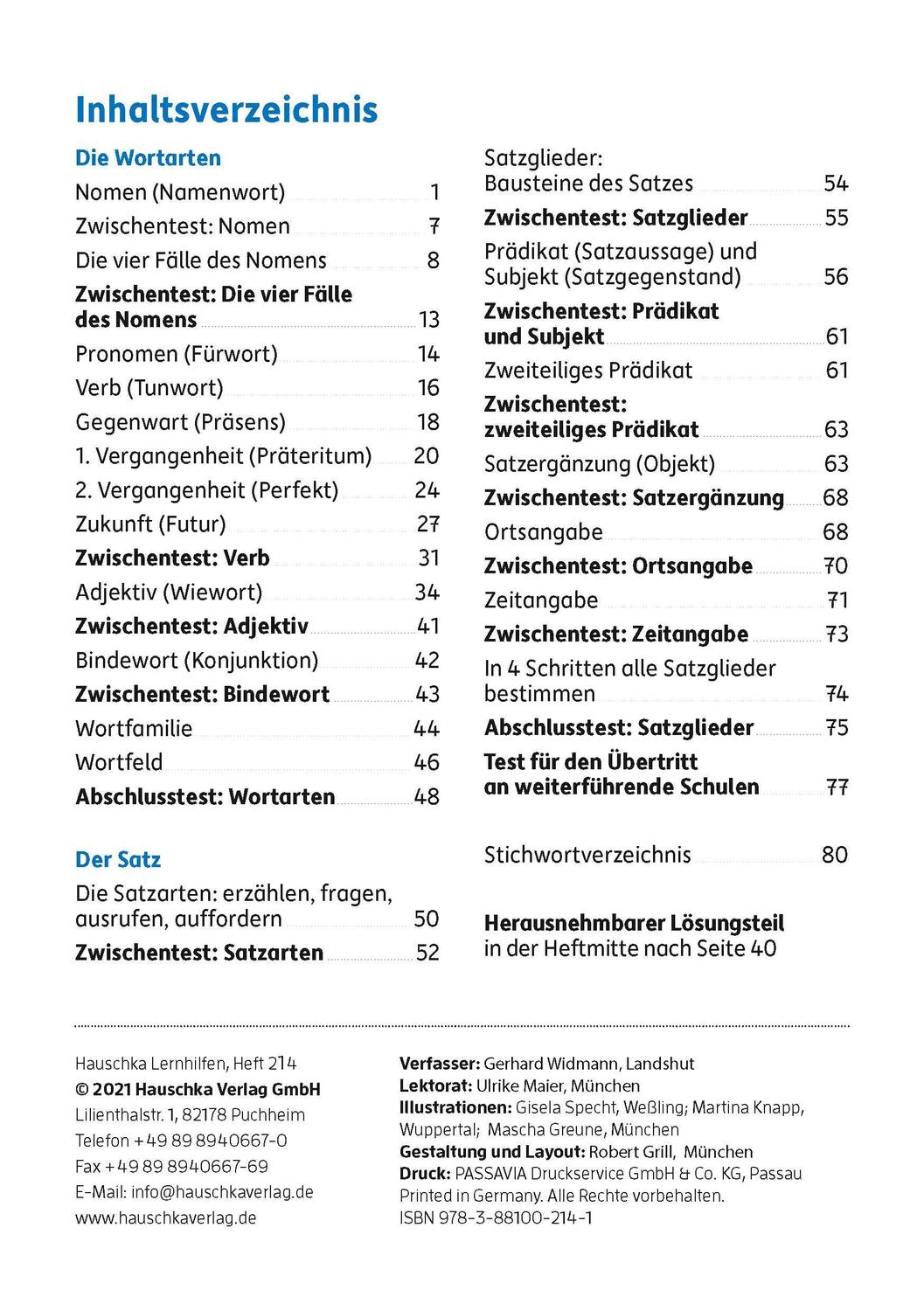 Bild: 9783881002141 | Grammatik 4. Klasse | Gerhard Widmann | Broschüre | 108 S. | Deutsch