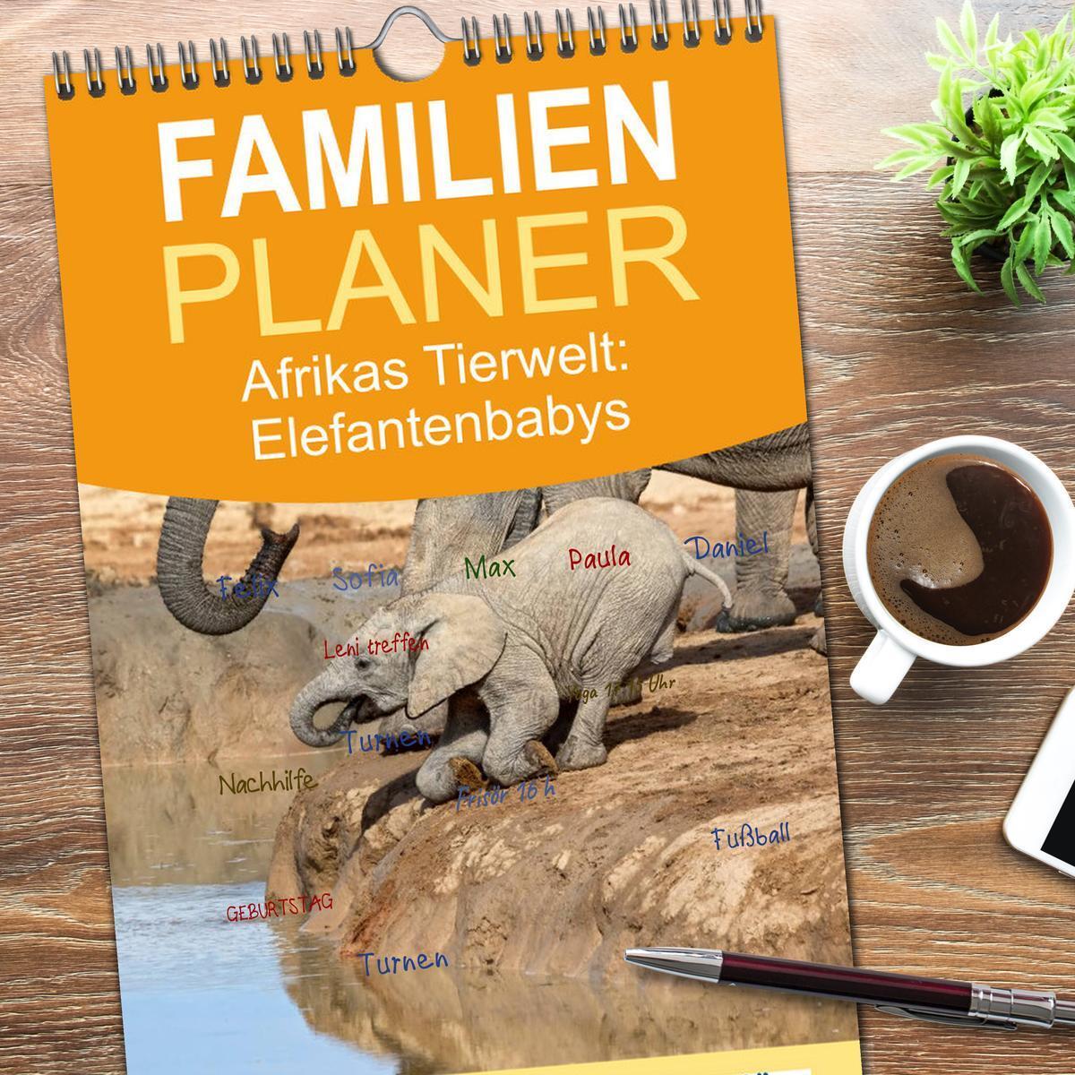 Bild: 9783457122297 | Familienplaner 2025 - Afrikas Tierwelt: Elefantenbabys mit 5...