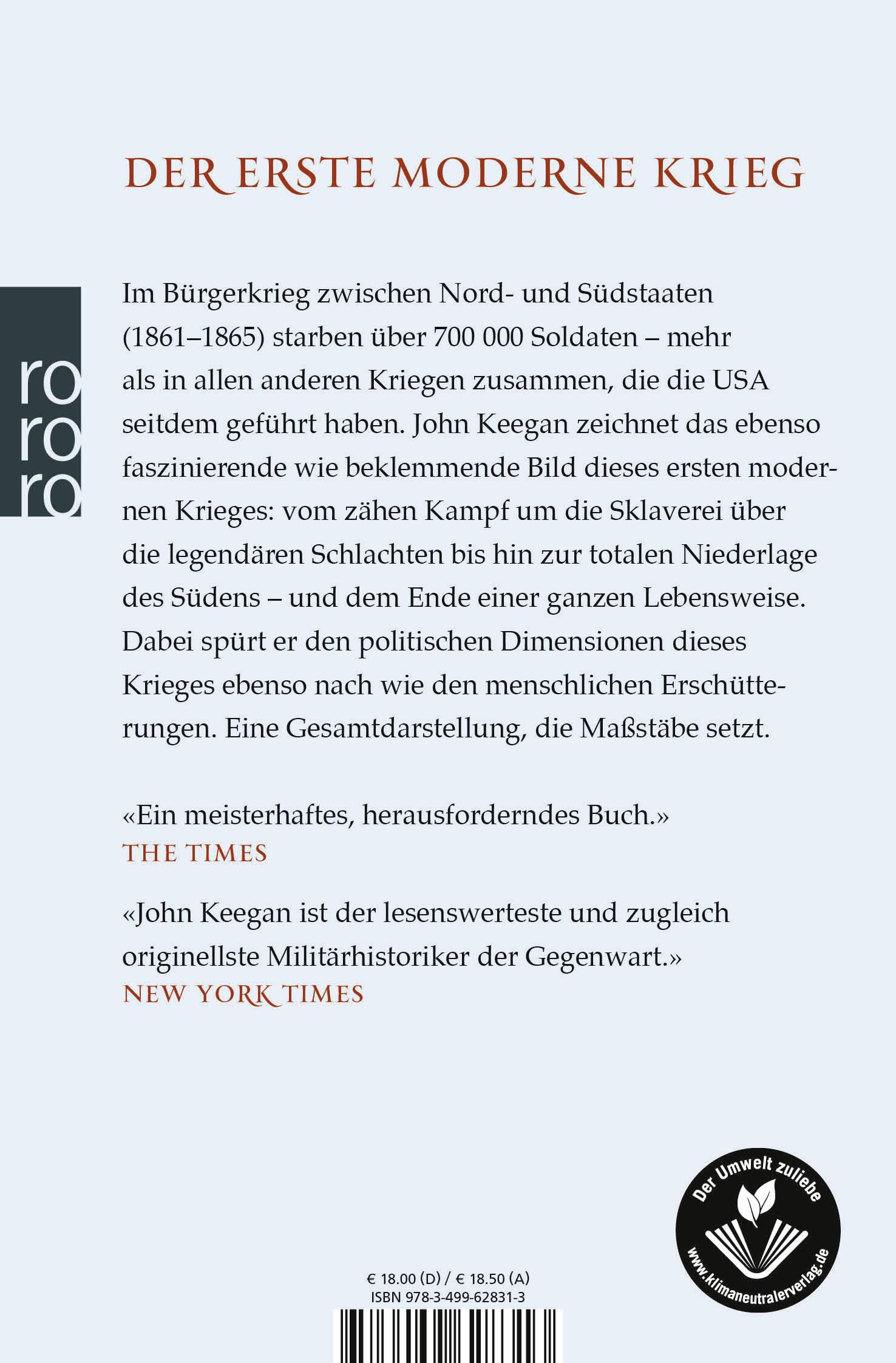 Rückseite: 9783499628313 | Der Amerikanische Bürgerkrieg | John Keegan | Taschenbuch | 512 S.