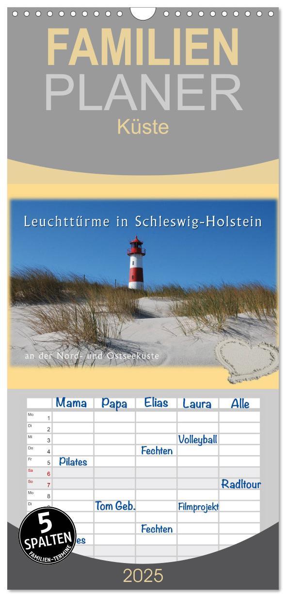 Cover: 9783457115909 | Familienplaner 2025 - Leuchttürme Schleswig-Holsteins mit 5 Spalten...