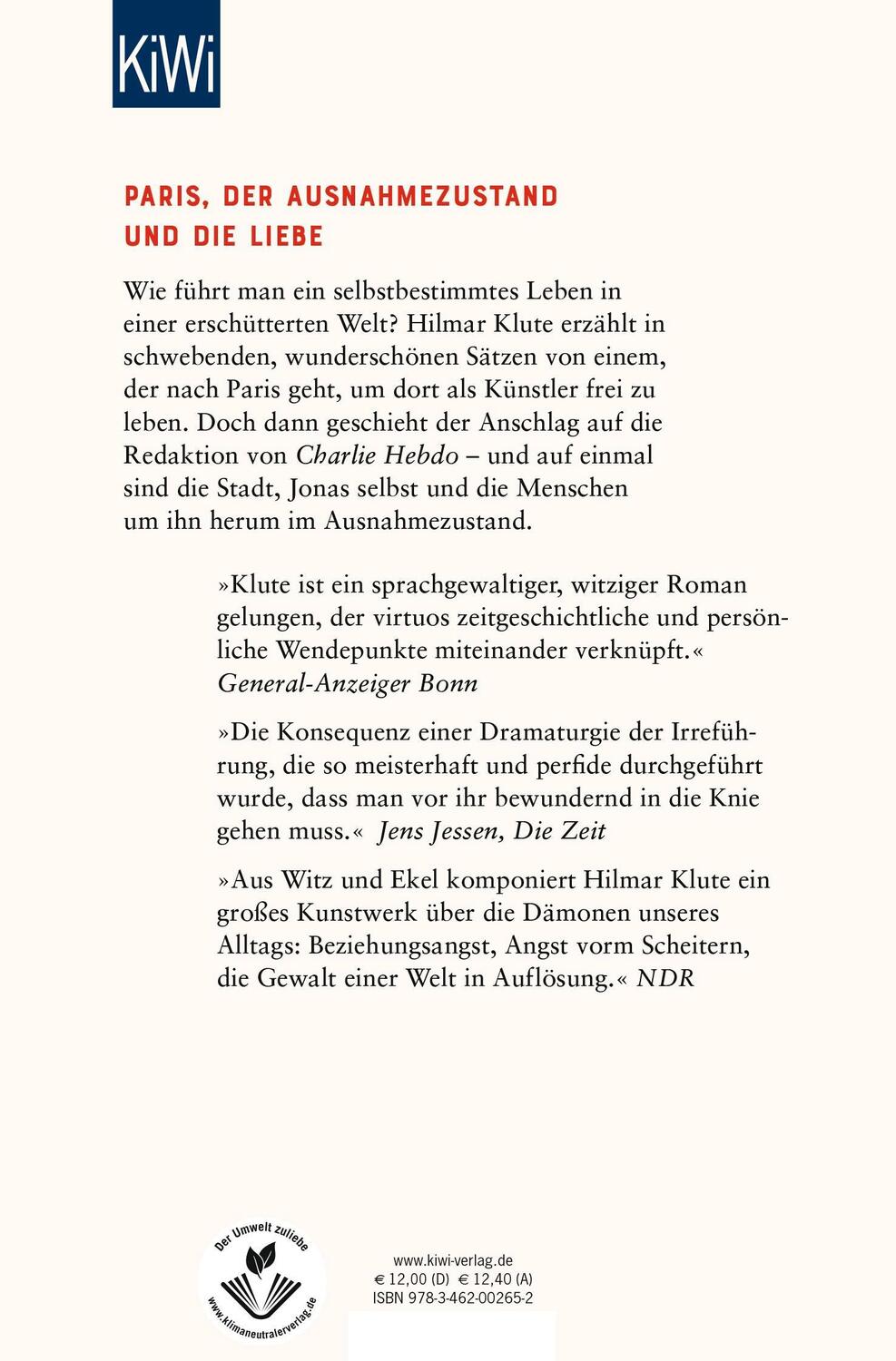 Rückseite: 9783462002652 | Oberkampf | Roman | Hilmar Klute | Taschenbuch | 313 S. | Deutsch