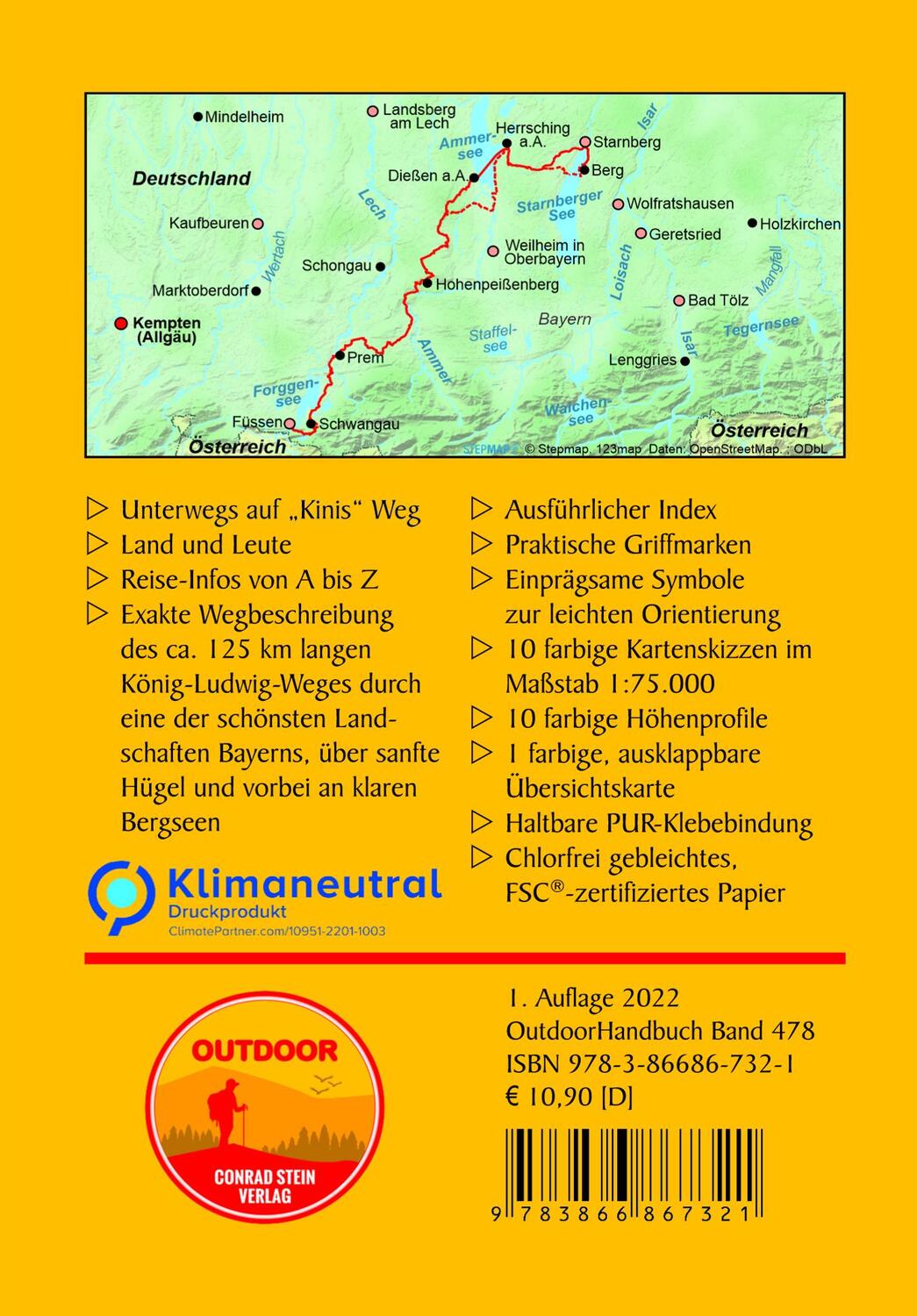 Rückseite: 9783866867321 | König-Ludwig-Weg | vom Starnberger See nach Füssen | Anette Hausmann