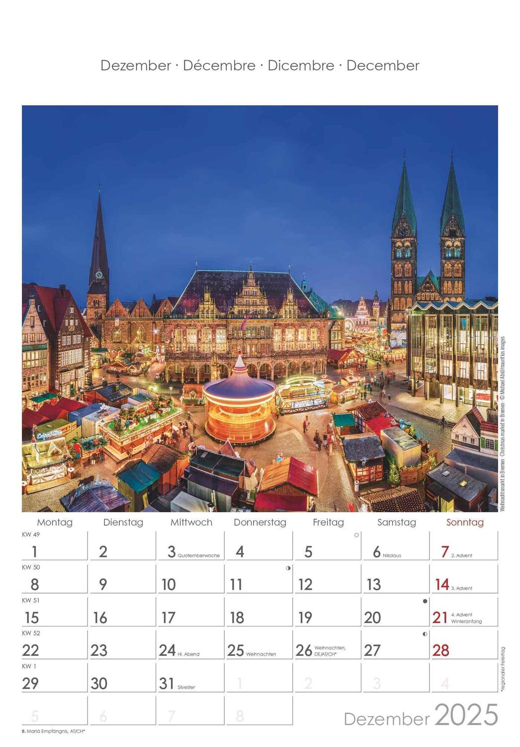 Bild: 4251732343378 | Niedersachsen und Bremen 2025 - Bild-Kalender 23,7x34 cm -...