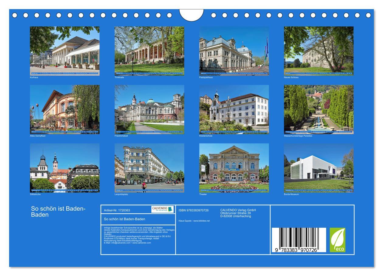 Bild: 9783383970726 | So schön ist Baden-Baden (Wandkalender 2025 DIN A4 quer), CALVENDO...