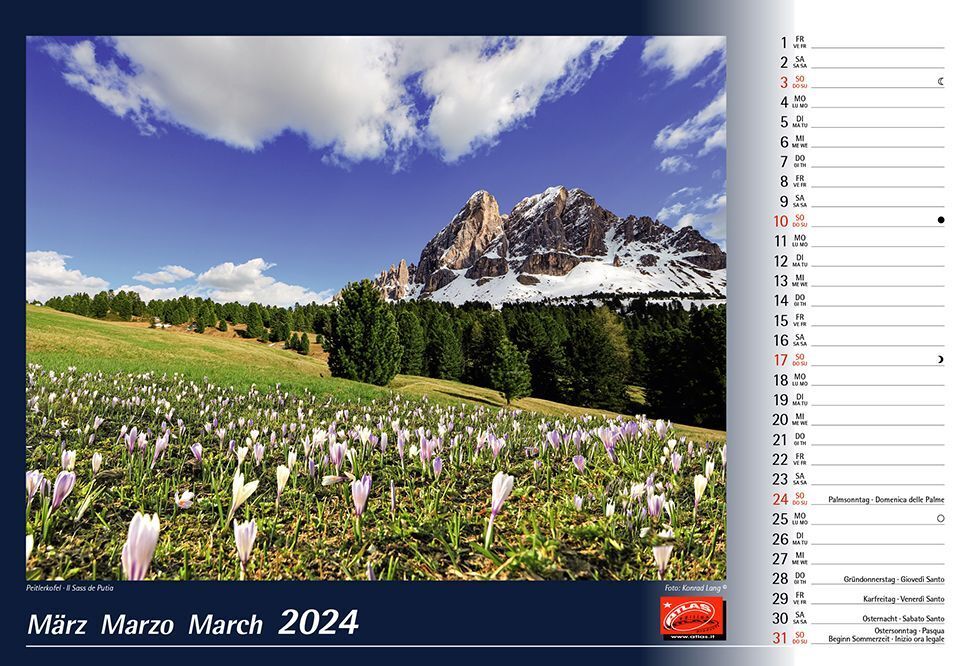 Bild: 9788887531404 | Dolomiten 2024 | Kalender | 2024 | Atlas Kalender | EAN 9788887531404