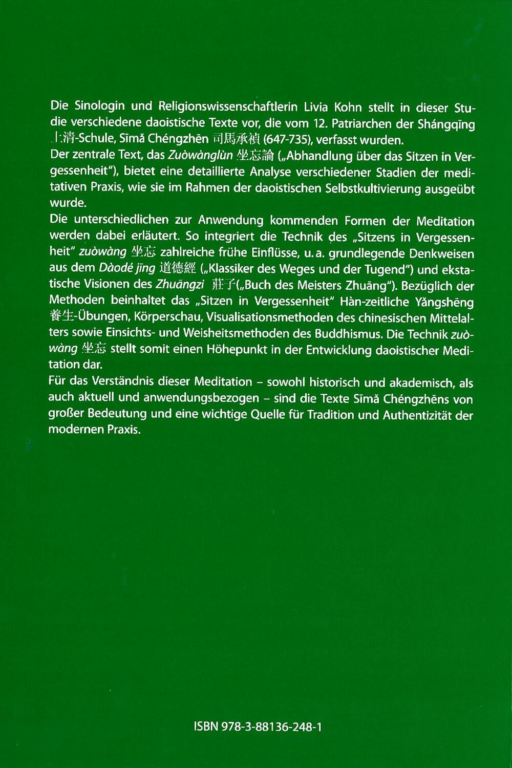 Rückseite: 9783881362481 | Sieben Stufen der daoistischen Meditation | Buch | Deutsch | 2010