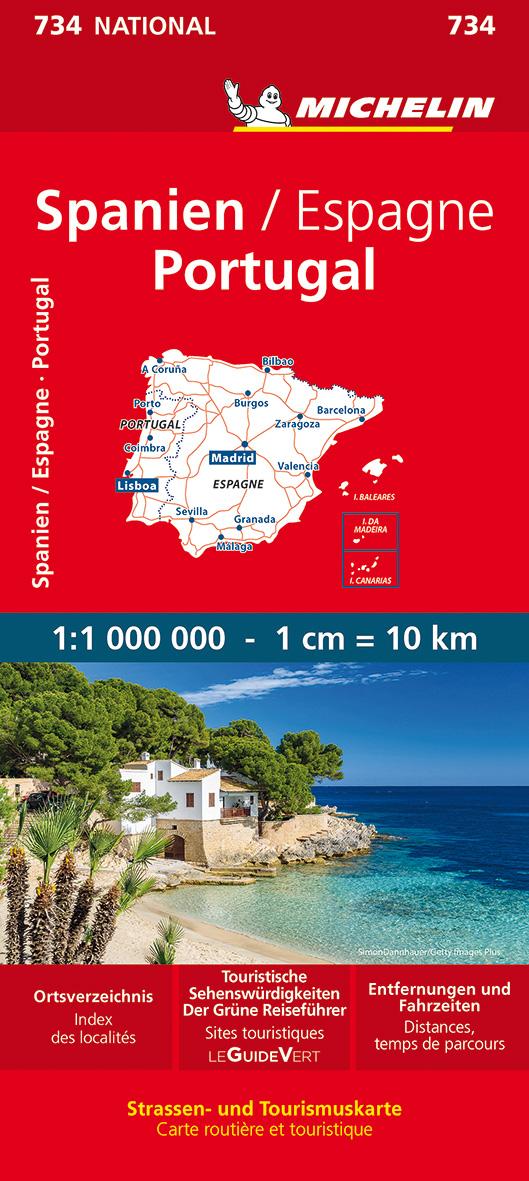 Cover: 9782067259607 | Michelin Spanien / Portugal | Straßen- und Tourismuskarte 1: 1 000 000